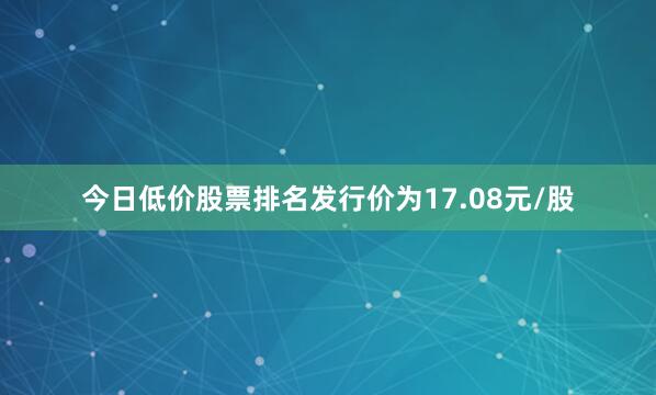 今日低价股票排名发行价为17.08元/股