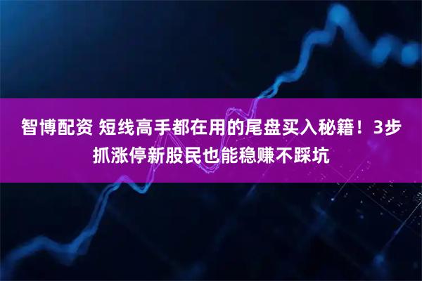 智博配资 短线高手都在用的尾盘买入秘籍！3步抓涨停新股民也能稳赚不踩坑